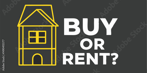 Real estate decision buy or rent house icon concept question mark choice