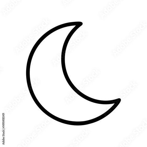Crescent moon icon in simple line art design  