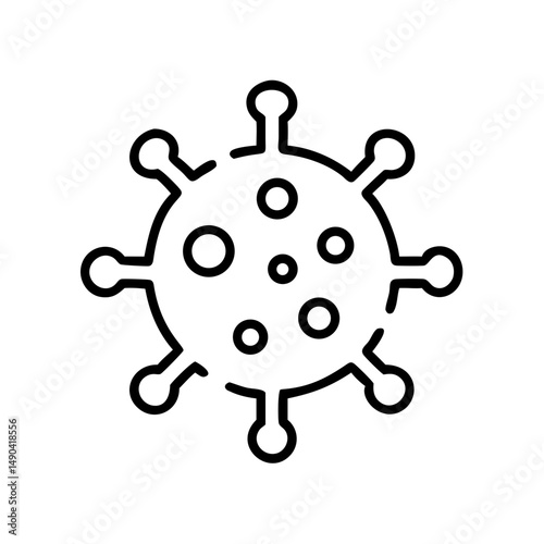 Virus icon in minimalistic design with circular shape and spikes  