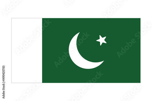 Pakistan flag. Vector illustration of the national flag. Pakistan flag. The official ratio. Flag icon.  A rectangular flag.