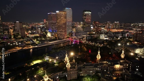 Wallpaper Mural Tampa Skyline At Tampa Florida United States. Aerial View Of A High-Rise Buildings And Traffic Showcasing Urban Life. Building Industrial Skyline Bird View Stunning. Bird View Flyover Night. Torontodigital.ca