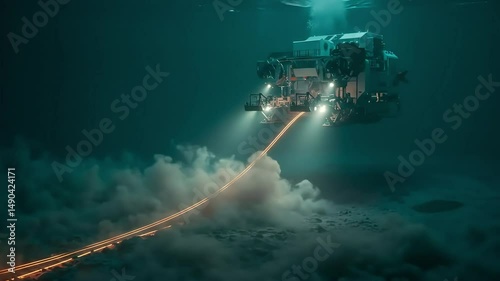 Submarine Cables Being Laid Underwater through a Tunnel