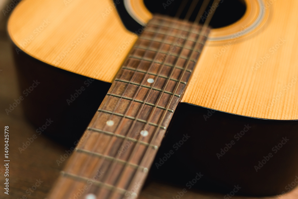 Obraz premium Classical wooden guitar strings.