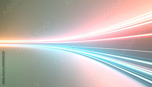 Abstract Pink Blue Purple Digital Motion Background with Glowing Light Streaks