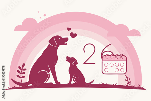 Two dogs rainbow hearts valentines day february