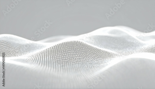 Abstract White Wave Background with Dynamic Dots