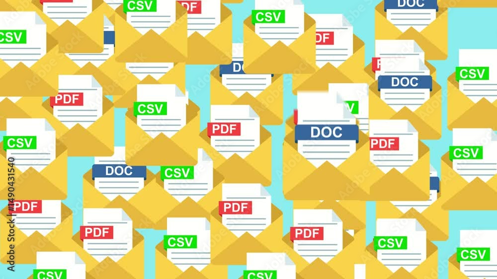 animation pop up email showing document.Concepts of approval, acceptance and showing satisfaction. Poping sign animation.
