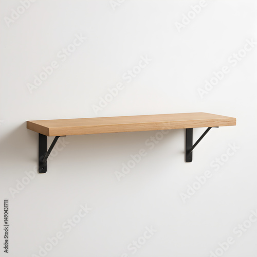 Wooden Shelf with Metal Brackets