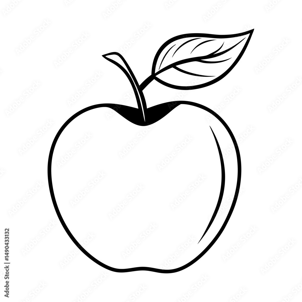 Apple Outline Drawing – Black and White Line Art for Coloring Pages Apple Outline Drawing – Black and White Line Art for Coloring Pages