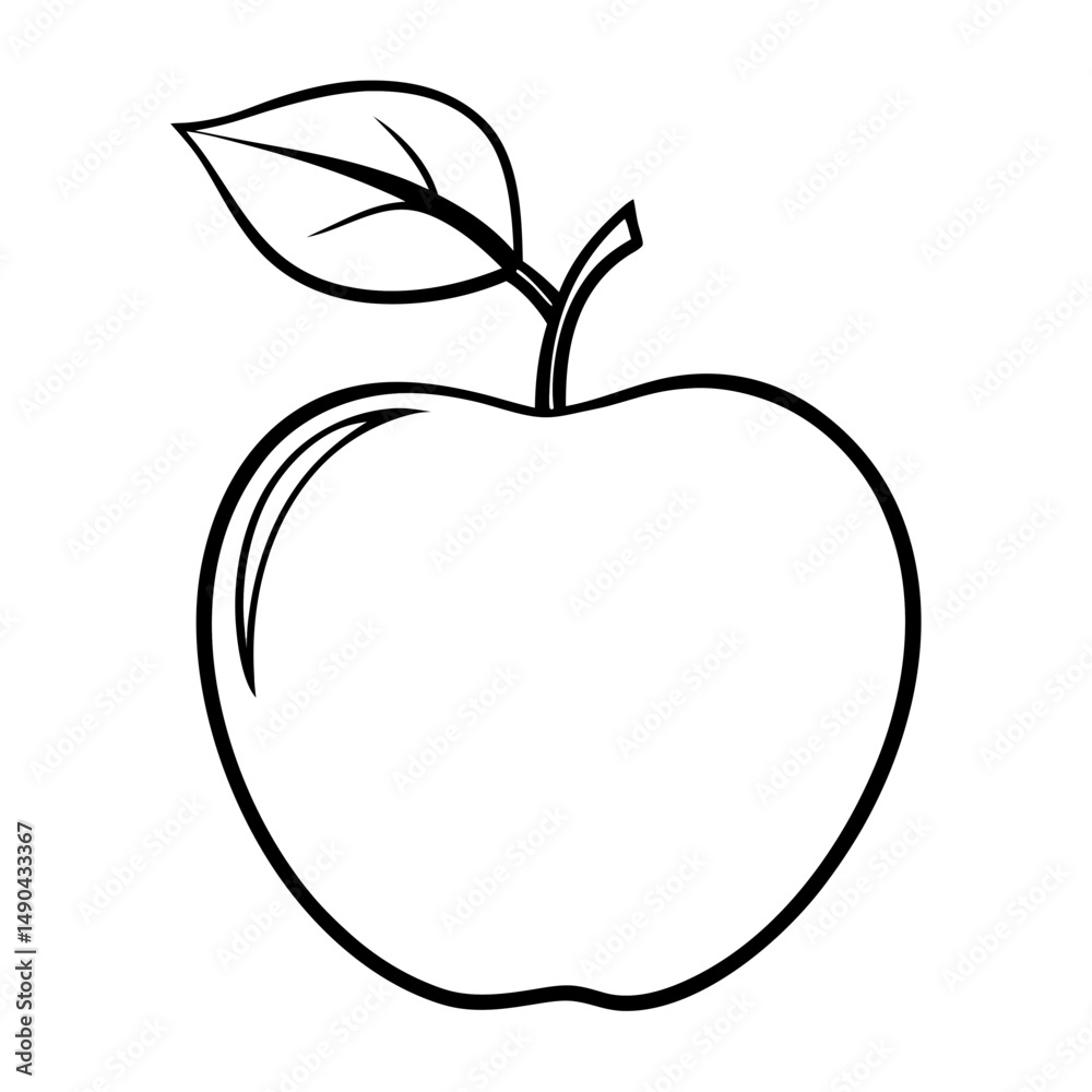 Apple Outline Drawing – Black and White Line Art for Coloring Pages Apple Outline Drawing – Black and White Line Art for Coloring Pages