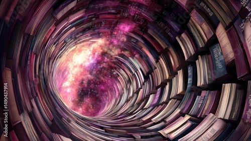 Wallpaper Mural Spiral tunnel of books leading to cosmos Torontodigital.ca