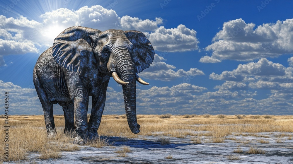 Fototapeta premium Majestic elephant in a sunny savanna