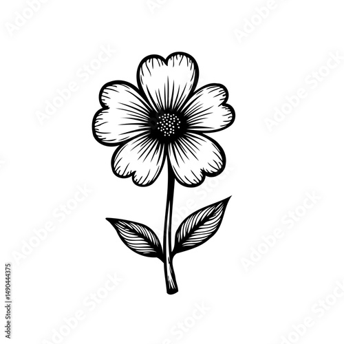 Monochrome floral sketch evoking natural elegance and botanical simplicity