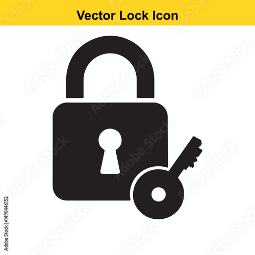 Padlock and Key Silhouette Vector Icon – Security and Access Symbol