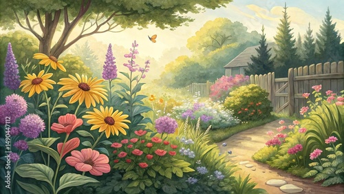 spring landscape with flowers
