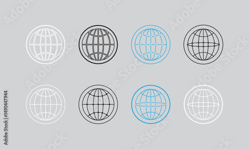 Website Icon Vector Art and Illustration Set. Simple globe outlines to sophisticated search bar integrations