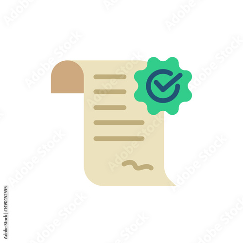 Document verification process with secure seal showcasing authenticity in vector