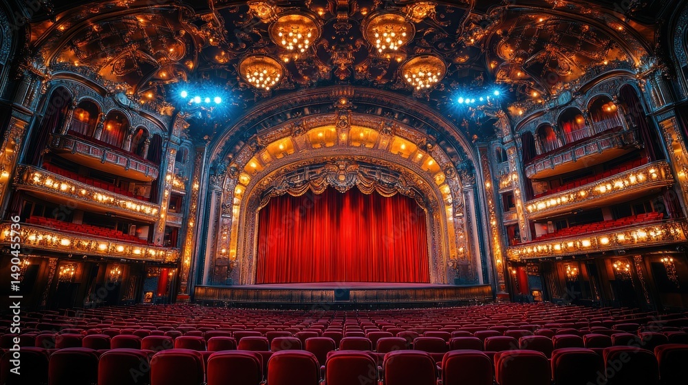 Obraz premium Majestic Theatre Interior: A Grand Stage Awaits