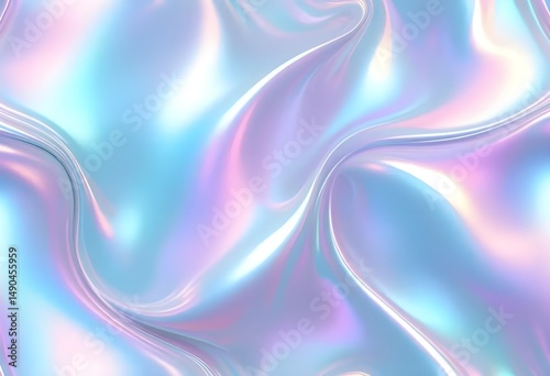 Liquid Pastel Holographic Texture with Iridescent Gloss and Smooth Flowing Waves