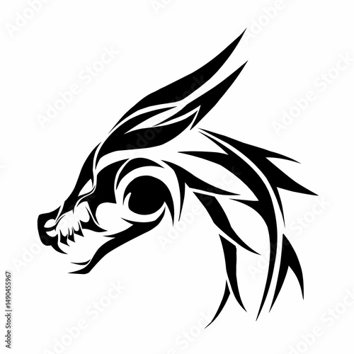 Tribal tattoo head dragon