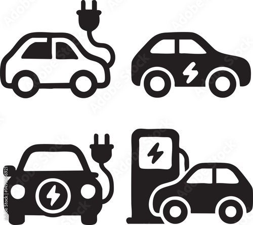 set of electric cars icon