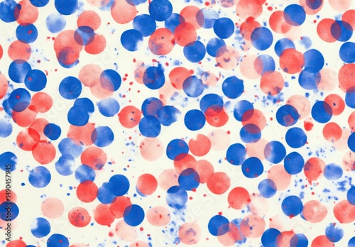 Abstract Red And Blue Circle Pattern On White Background