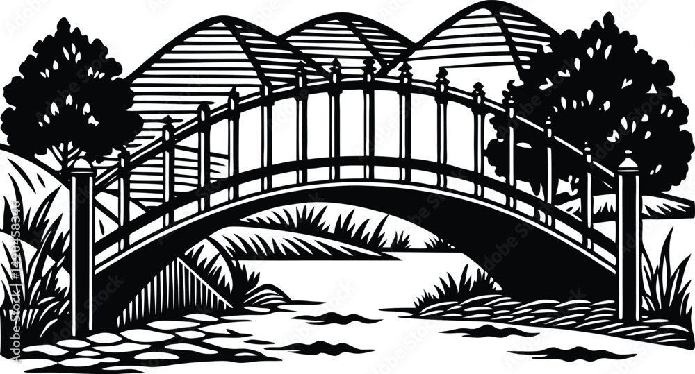 Fototapeta premium bridge over river silhouette 