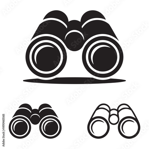 Binoculars icon vector set. Vector black silhouette. with white background