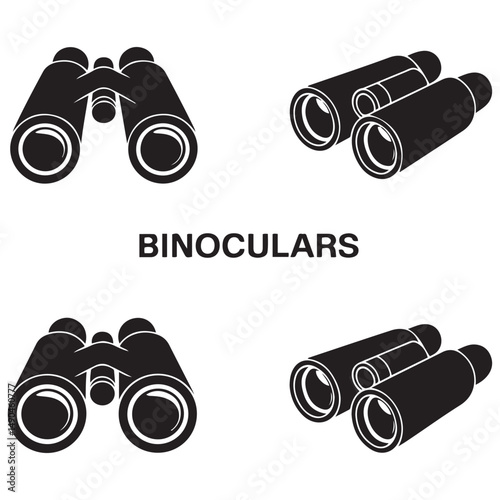 Binoculars icon vector set. Vector black silhouette. with white background