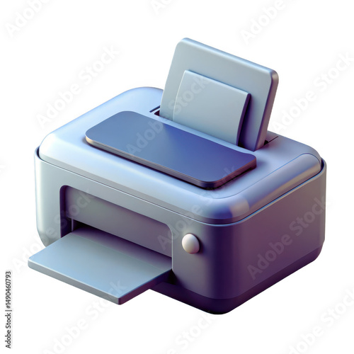 Desktop Printer 3D Render PNG: Isolated Object