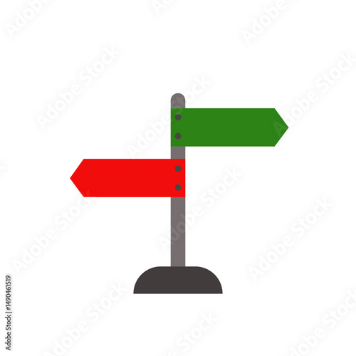 Vector green and red two-way direction sign