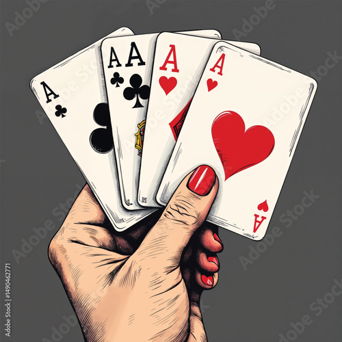 playing cards in hand