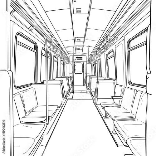 vector sketch of a compartment carriage on a white background .Generative AI