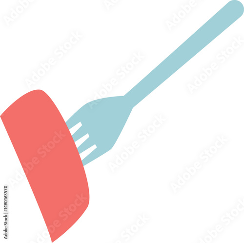 Piece of meat on fork