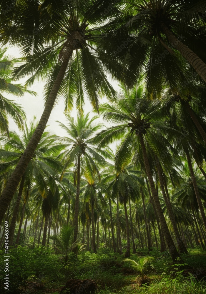 Lush Green Tropical Palm Tree Forest Canopy Lush Green Tropical Palm Tree Forest Canopy