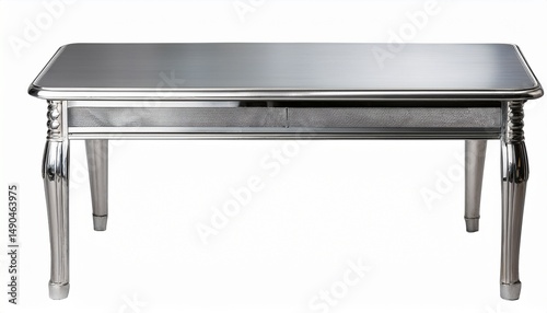 silver steel table isolated on transparent background cutout
 photo