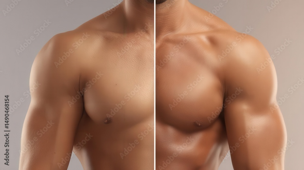 Fototapeta premium Tanning before and after comparison image