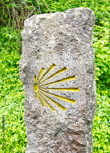 Camino de santiago sign showing the way to pilgrims