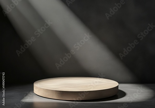 Circular Concrete Display Platform With Dramatic Illumination