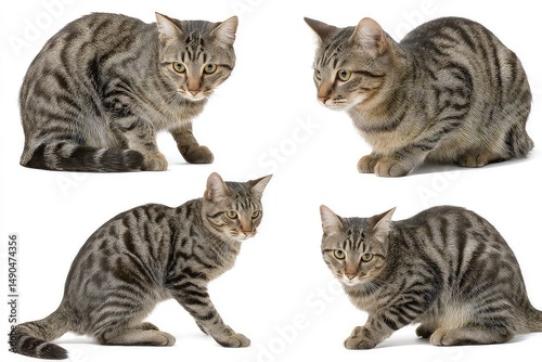 Set of Gray cat isolated on white background