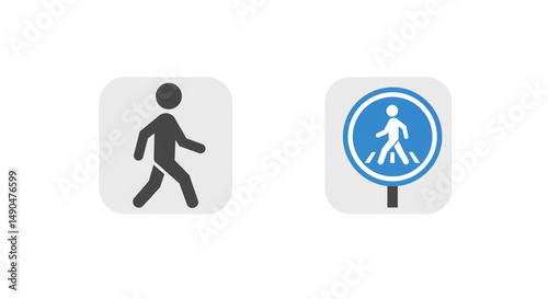 Promoting pedestrian safety with clear person and walk signs to ensure safe urban navigation in