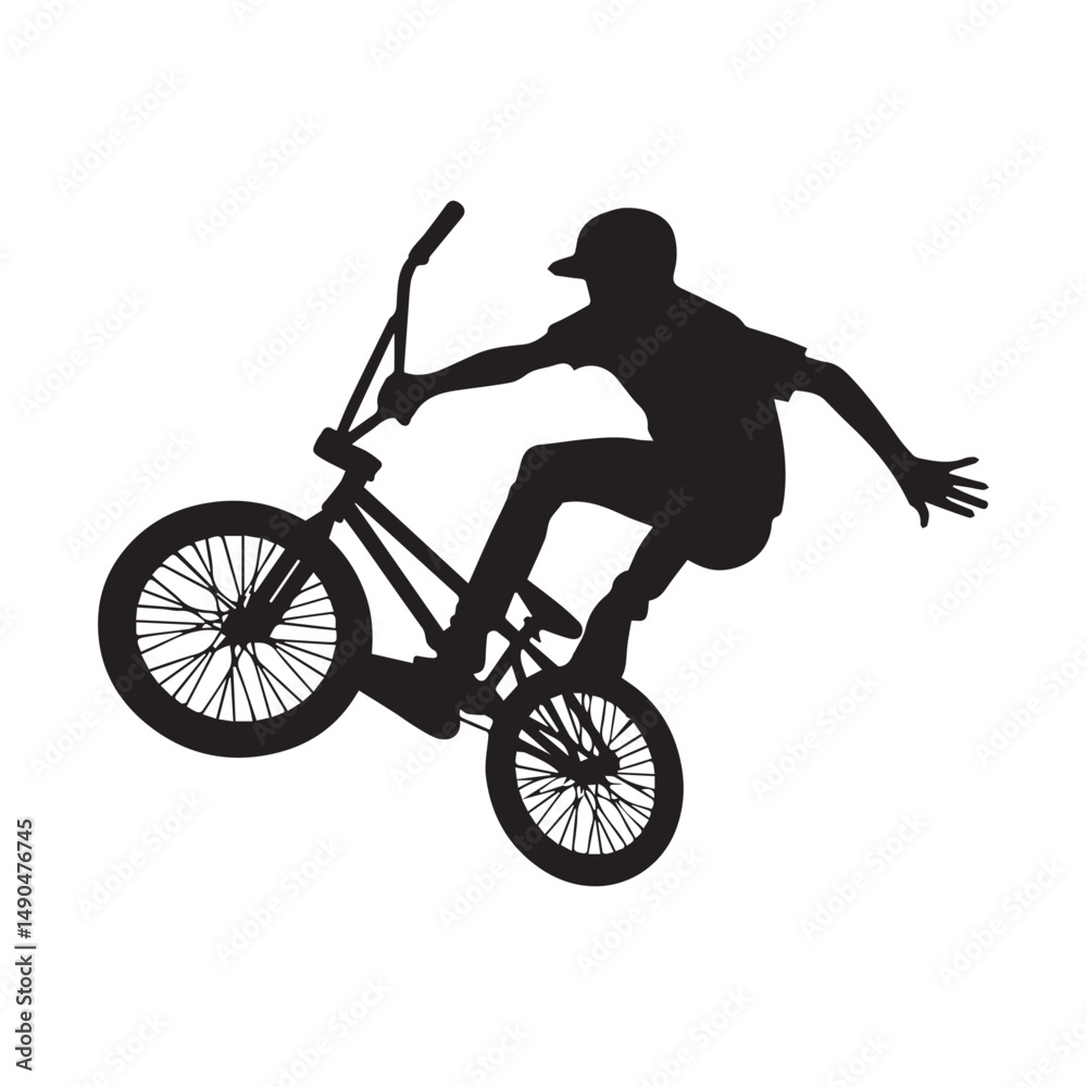 Obraz premium silhouette of a person playing bmx, editable vector image
