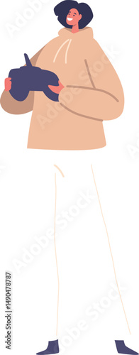 Woman with drone remote controller