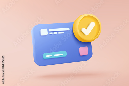3D credit card money financial security for online shopping, online payment credit card with payment protection concept. 3d business finance vector icon render illustrator for shopping on e-commerce