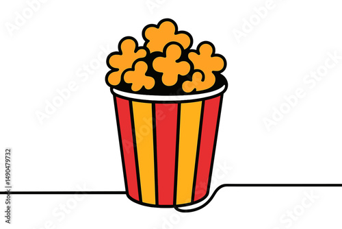 Popcorn bucket with fluffy kernels in bright colors perfect for movie night or event snacks