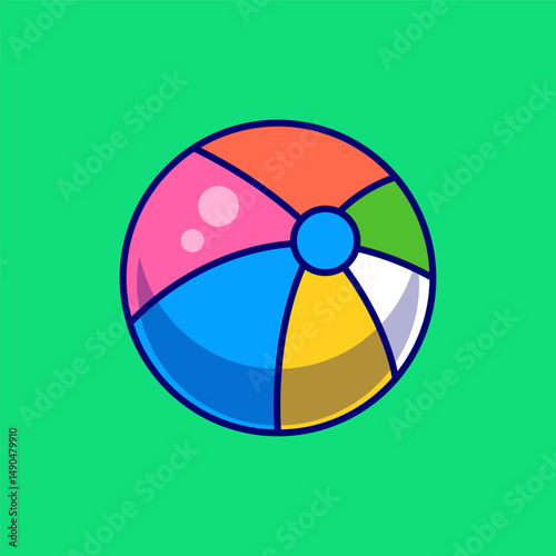 Rubber Beach Ball on Sandy Shore Under Clear Sky
