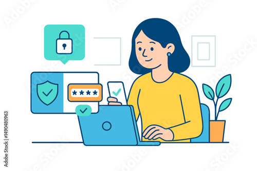 Person using laptop to manage online security and privacy while reviewing data protection measures in a cozy workspace