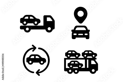 Vector illustration showcasing different aspects of vehicle transportation and logistics in a clear and organized layout