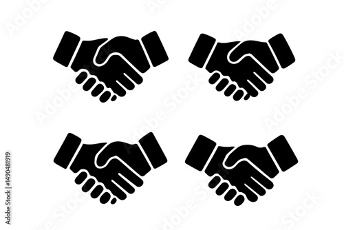 Handshake icons representing partnership and collaboration in business agreements and negotiations