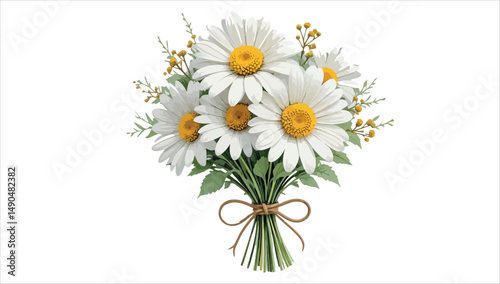 A white bouquet of daisies and camomiles, a floral bunch blooming with summer beauty